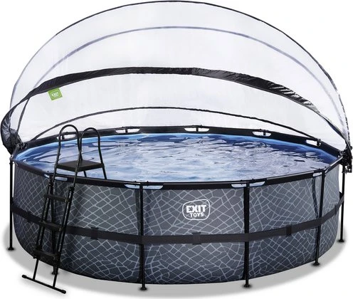 Exit Toys Stone Frame Pool mit Sandfilterpumpe und Abdeckung rund 488x122cm