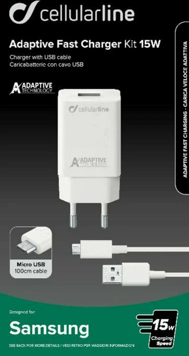 Cellularline Adaptive Fast Charger Kit 15W Micro-USB Samsung weiß