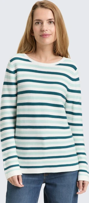 Tom Tailor Rundhalsausschnitt Strickpullover mint green beige stripe (Damen)