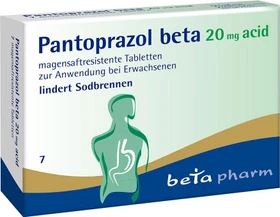 betapharm Pantoprazol beta 20mg acid magensaftresistente Tabletten, 7 Stück