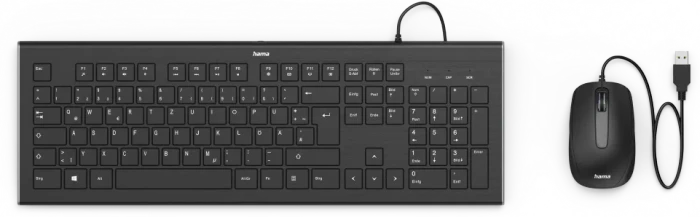 Hama Cortino Wired Tastatur und Maus Set, USB, DE
