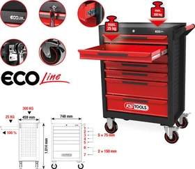 KS Tools ECOline Werkzeugwagen schwarz/rot