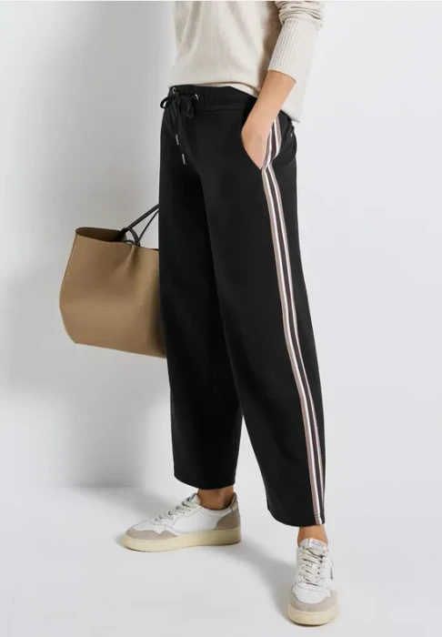 Street One Straight Leg Struktur Hose schwarz (Damen)