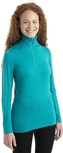 Icebreaker Merino 200 Oasis Crewe mit Reißverschluss Funktionsshirt langarm flux green (Damen)