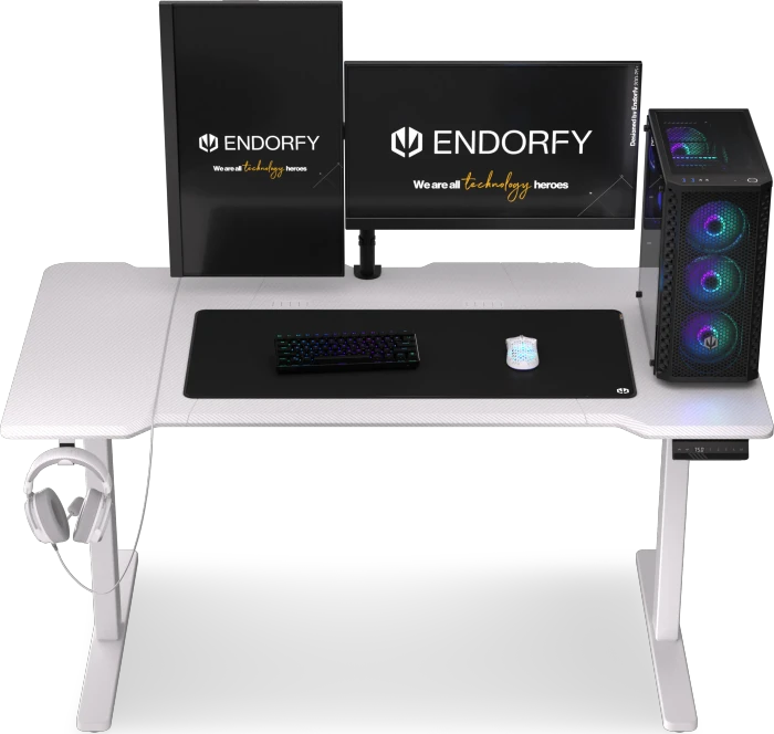 Endorfy Atlas L Electric elektrisch höhenverstellbarer Sitz-Steh-Schreibtisch 150x78cm Onyx White/weiß
