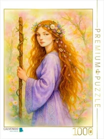 Calvendo Zarte keltische Druidin mit violettem Kleid und Zauberstab