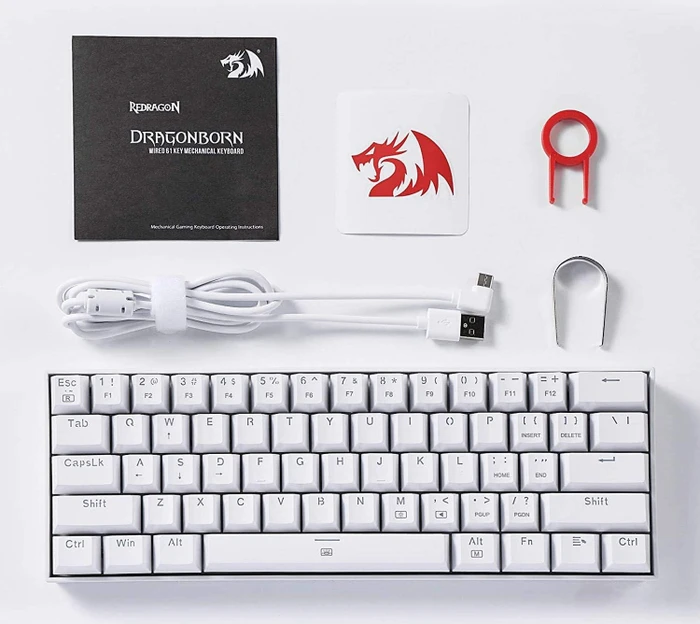 Redragon K630 Dragonborn, weiß, LEDs RGB, hot-swap, Redragon RED, USB, US