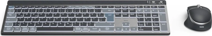 Hama WKM-750 Multi-Device-Tastatur-Maus-Set, blau/grau/schwarz, USB/Bluetooth, DE