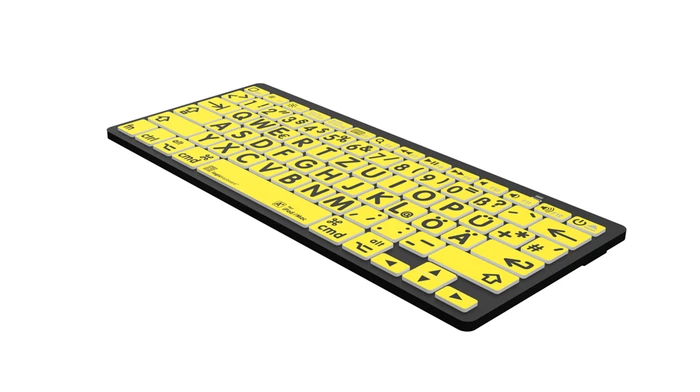 LogicKeyboard LargePrint Mini Mac, Black on Yellow, Bluetooth, DE