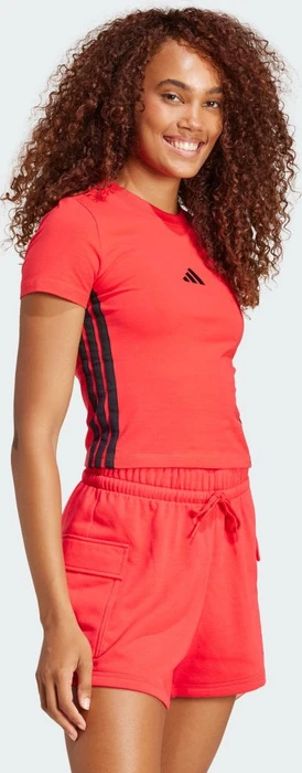 adidas Essentials 3-Streifen Slim Baby T-Shirt kurzarm pure ruby/black (Damen)