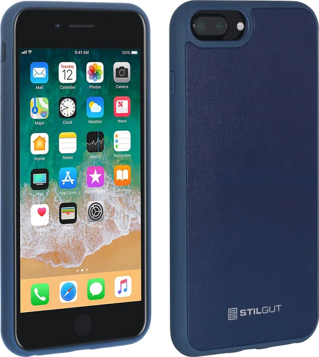 Stilgut Case mit Lederrückseite für Apple iPhone 8 Plus/7 Plus blau