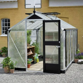 Juliana Compact 8.2m² 10mm Polycarbonat Gewächshaus blank/schwarz