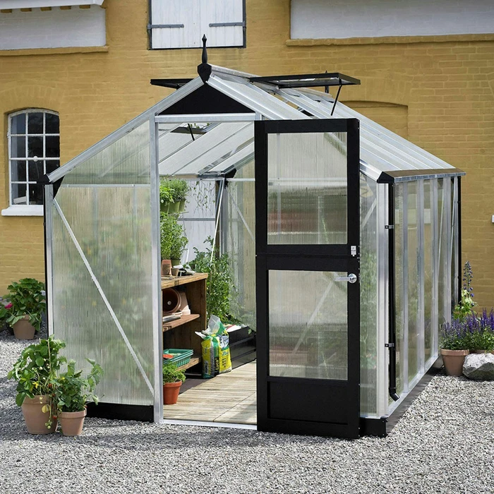 Juliana Compact 8.2m² 10mm Polycarbonat Gewächshaus blank/schwarz