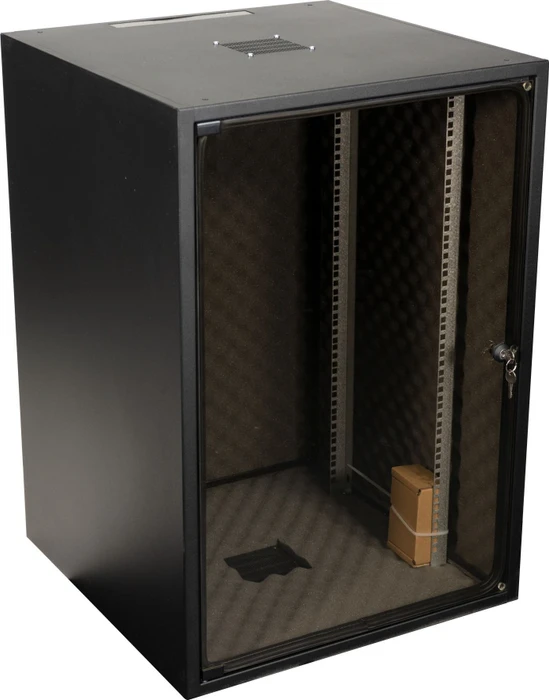 EFB Elektronik OFFICE 19" Netzwerkschrank 18HE, vormontiert, eigenbelüftet, Sicherheitsglastür, IP20, schallgedämmt, RAL 9005, 800mm tief