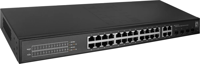 LevelOne GES Rackmount Gigabit Smart Switch, 24x RJ-45, 4x RJ-45/SFP