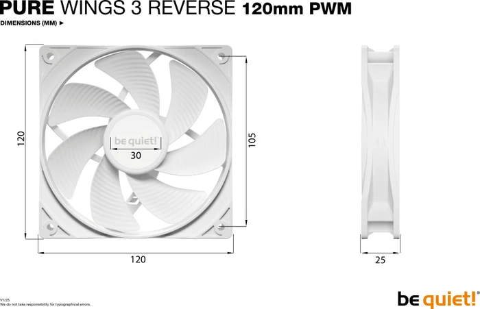 be quiet! Pure Wings 3 PWM Reverse White, 120mm, 3er-Pack