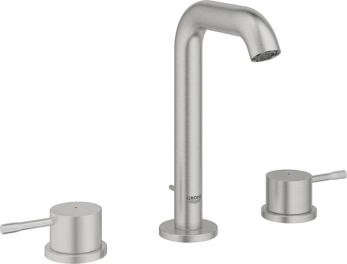 Grohe Essence 3-Loch Waschbeckenarmatur 1/2" M-Size mit Ablauffernbedienung supersteel