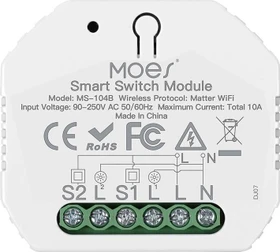 MOES Smart WiFi Switch 2-fach, Unterputz, Schaltaktor (MWM-104B-MS)
