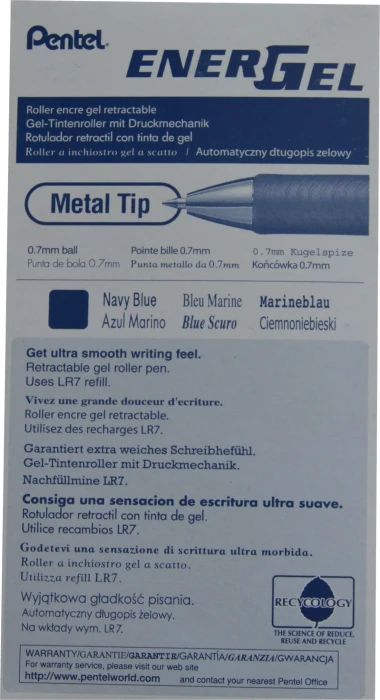 Pentel EnerGel XM BL77 Gelroller dunkelblau/silber, 12er-Pack