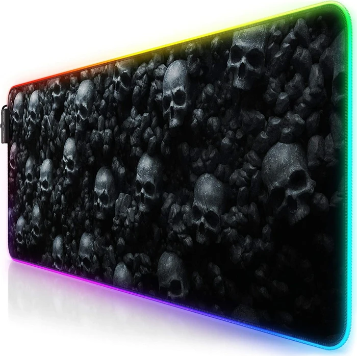 Titanwolf Skulls Lightning RGB XXL Gaming-Mauspad, 800x300mm, schwarz/weiß