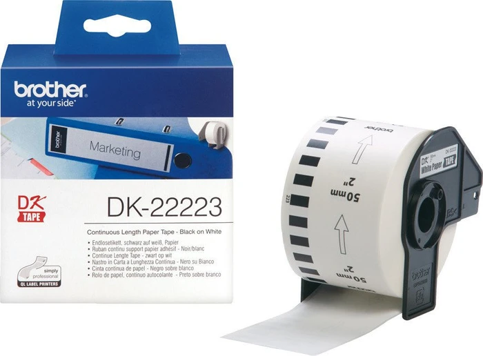 Brother Endlosetiketten DK-22223, 50mm, 30.5m, weiß/schwarz