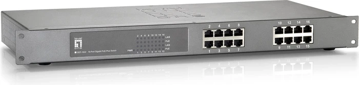 LevelOne GEP Rackmount Gigabit Switch, 16x RJ-45, 480W PoE+