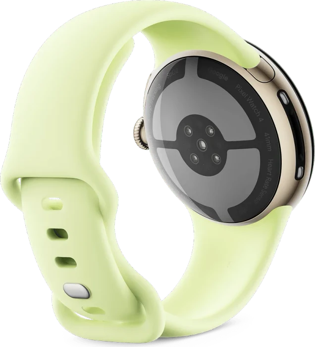 Google Pixel Watch 4 (LTE) 41mm Champagne Gold mit Sportarmband Lemongrass