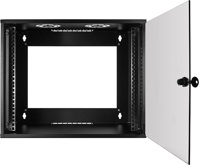 LogiLink 19" Wandschrank ECO 4HE, montiert, Sicherheitsglastür, schwarz, 400mm tief