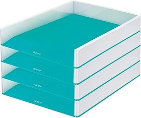 Leitz WOW Briefablage, A4, eisblau/weiß, 4er-Pack