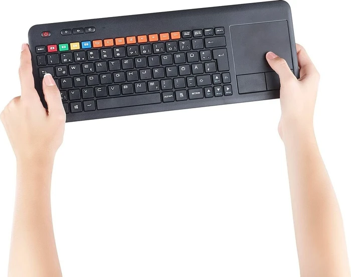 GeneralKeys TV-Funktastatur mit Touchpad, schwarz, USB, DE
