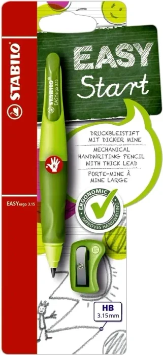 STABILO EASYergo Druckbleistift HB 3.15mm graphit, grün, Rechtshänder, Anspitzer