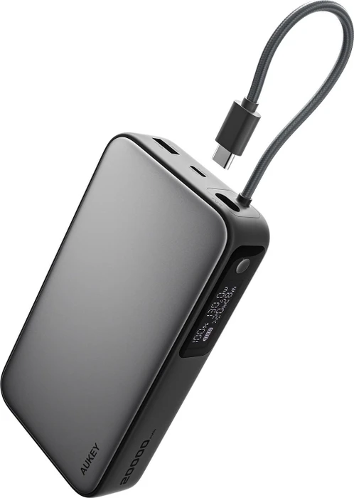 Aukey Spark Sling Power Bank Built-in USB-C Cable 130W 20000mAh grau (PB-Y48-GY)