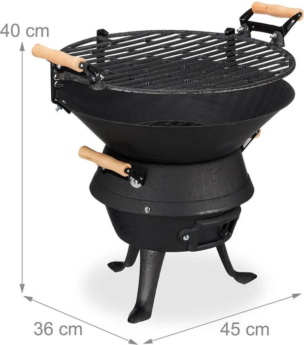 Relaxdays Grillfass Gusseisen
