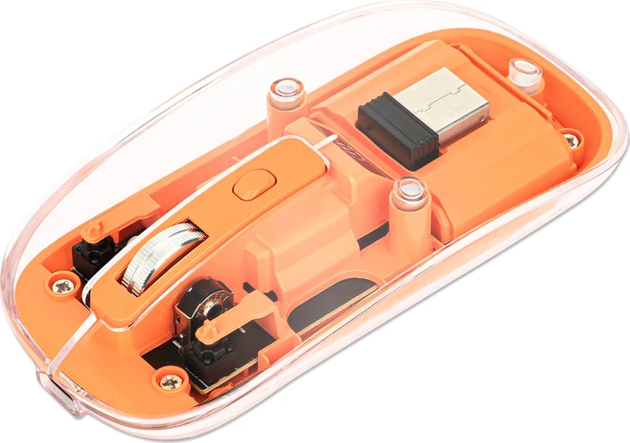 Manhattan Transparent Rechargeable Wireless Mouse, transparent/orange, USB