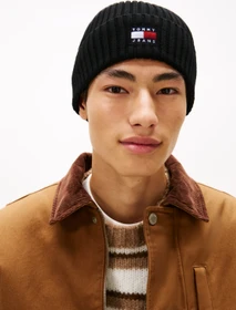 Tommy Hilfiger Heritage Rippstrick Logo Beanie schwarz (Damen)