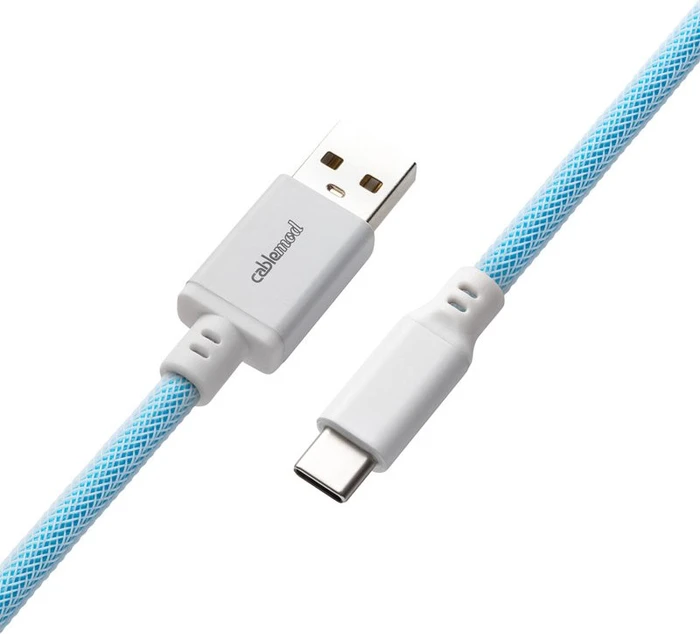 CableMod Classic Coiled Keyboard Cable USB Micro-B auf USB-A, Tastaturkabel (Spiral-Textilkabel), 1.5m, Blueberry Cheesecake