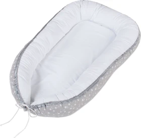 Babybay Piqué Kuschelnest sterne perlgrau/weiß