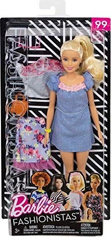 Mattel Barbie - Fashionistas im blauen Kleid mit rosa Spitze