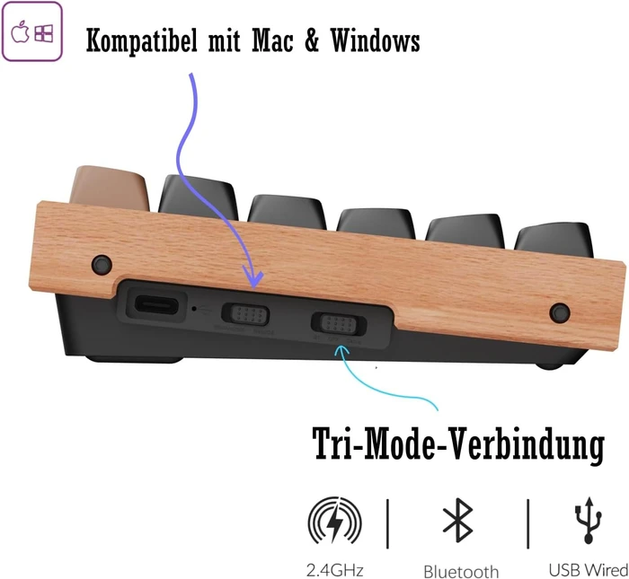 Keychron K2 HE Wireless, Special Edition ISO Black, 75%, PBT, LEDs RGB, Gateron 2.0 Magnetic Nebula, USB/Bluetooth, DE
