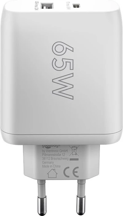Wentronic Goobay USB-C PD GaN Dual-Schnellladegerät 65W weiß