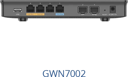 Grandstream GWN7000 Series GWN7002 Desktop Gigabit Router, 4x RJ-45, 2x SFP, 36W PoE