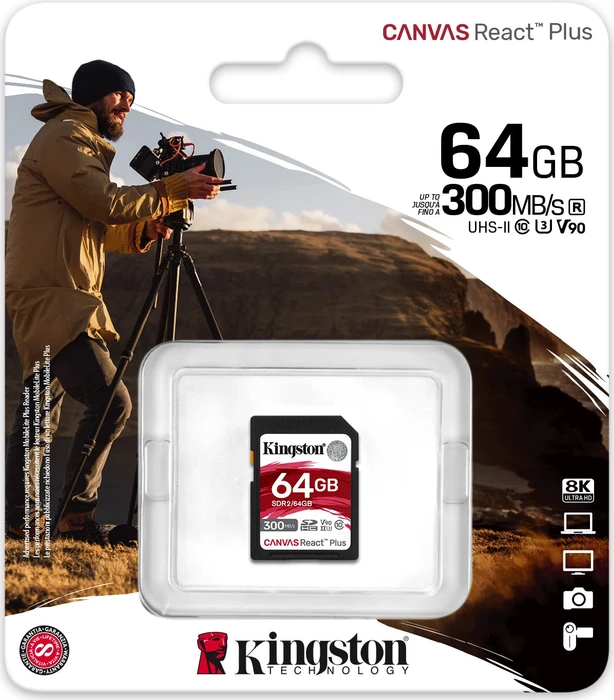 Kingston Canvas React Plus R300/W260 64GB, UHS-II U3, Class 10