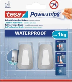 tesa Powerstrips Haken Metall/Kunststoff chrom/weiß, 2 Stück
