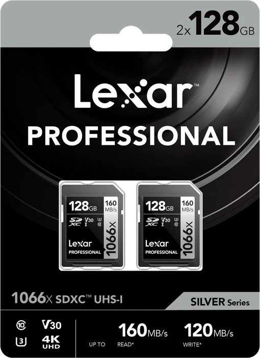 Lexar Professional 1066x Silver Series, SD UHS-I U3, A2, V30