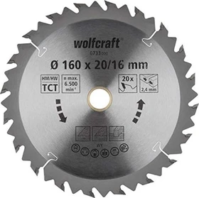 Wolfcraft Serie Braun Kreissägeblatt 20Z, 160x2.4x20mm, 1 Stück