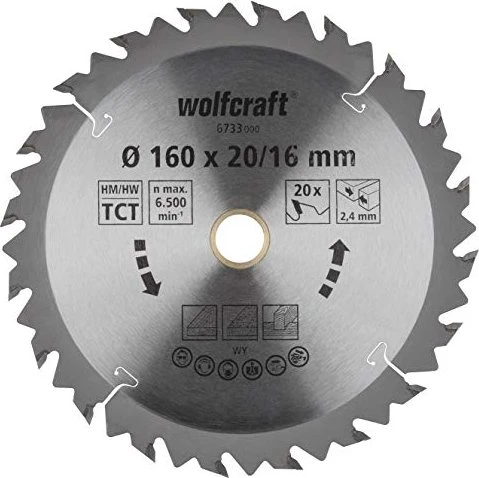Wolfcraft Serie Braun Kreissägeblatt 20Z, 160x2.4x20mm, 1 Stück