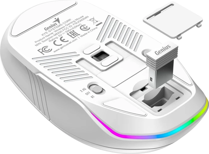 Genius GX Gaming Scorpion M8250 Wireless Rechargeable Gaming Mouse, weiß, USB/Bluetooth