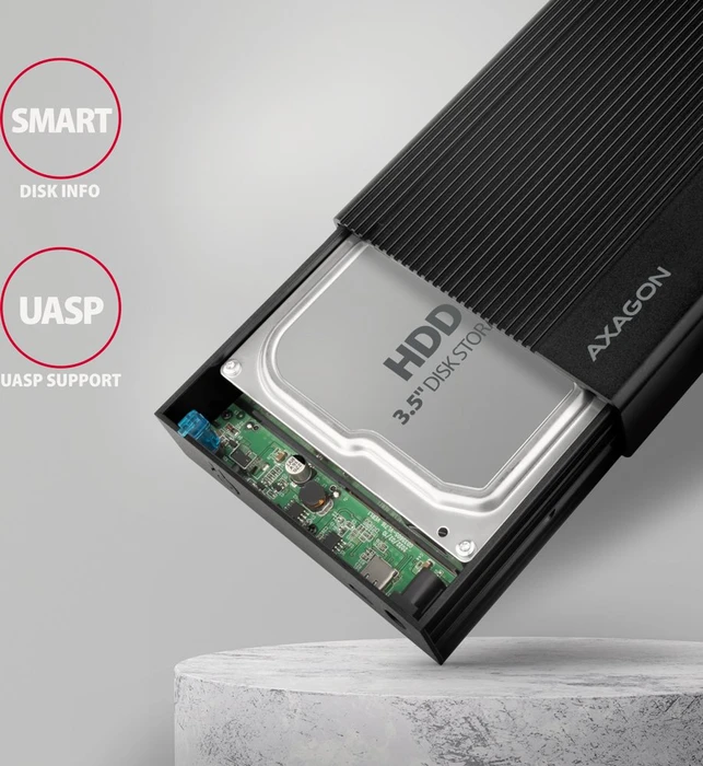 Axagon Ribbed Box Festplattengehäuse, schwarz, 3.5", USB-C 3.0