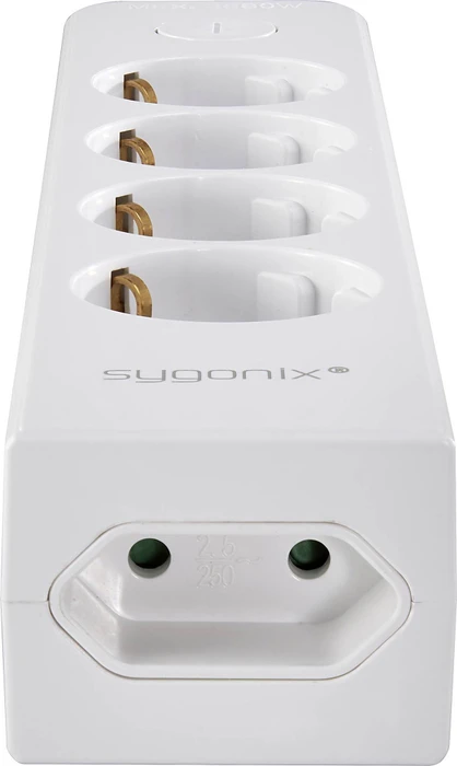 Sygonix Steckdosenleiste mit Schalter, 5-fach, mit abnehmbarem 2x USB-Ladegerät, 1.4m, weiß