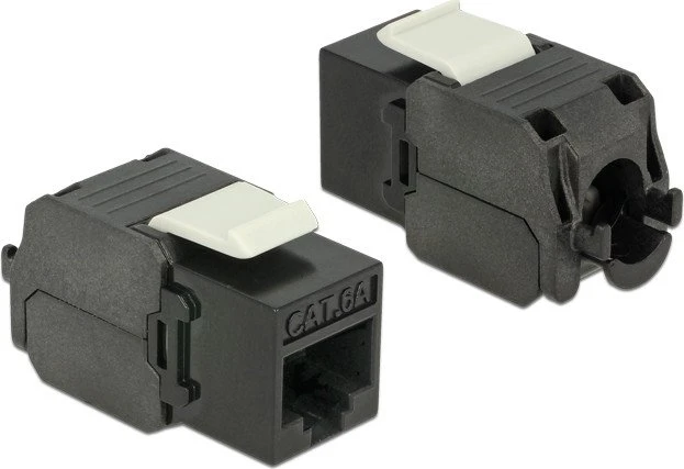DeLOCK Keystone Modul RJ-45 Buchse via Verlegekabel Cat6a, schwarz